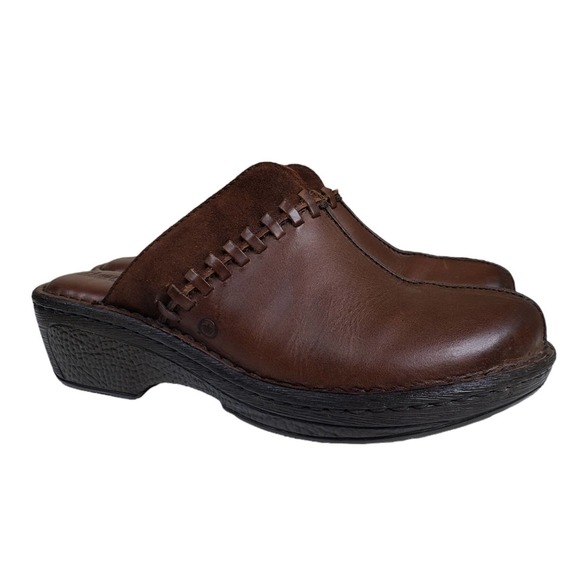Born Shoes - Born Womens Ellendale Brown Leather Clogs Size 10